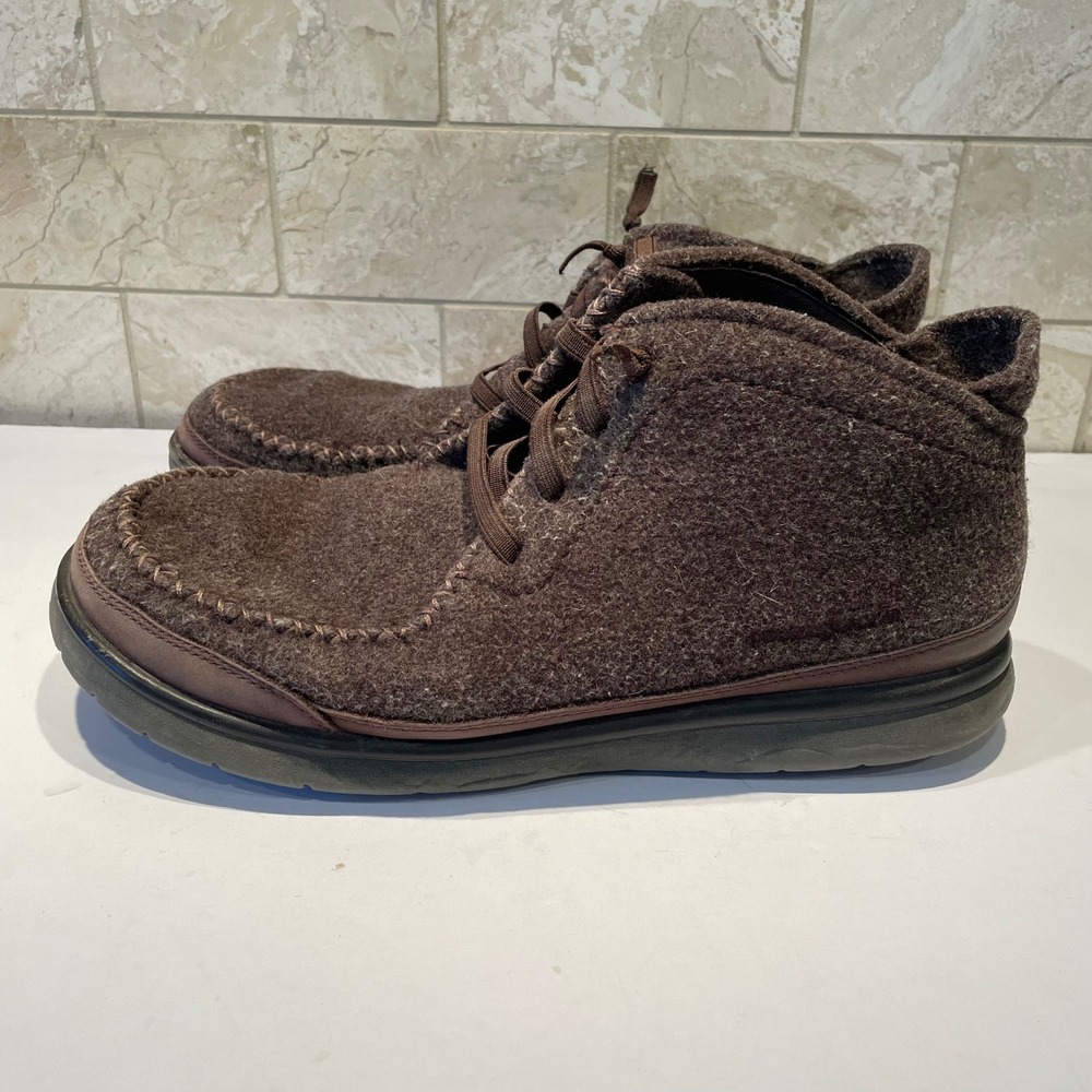 Patagonia Maui Chukka Espresso Brown Wool Felt Leather Trim Boots Mens 9.5